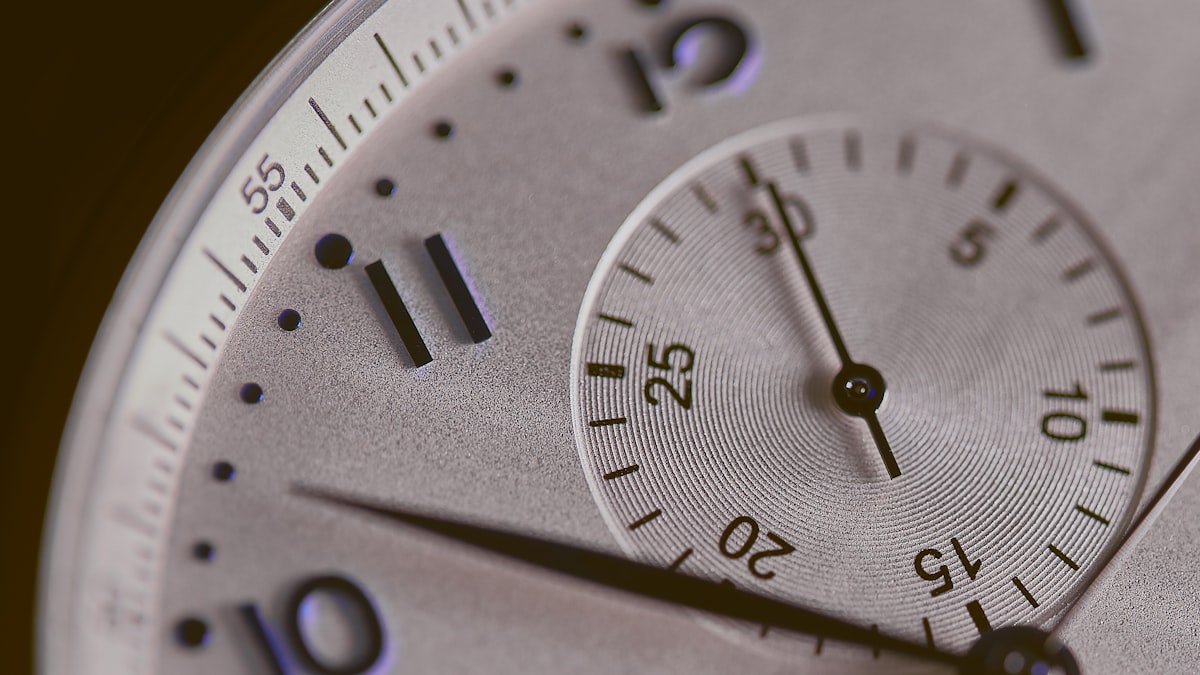 Close-up of a wristwatch face