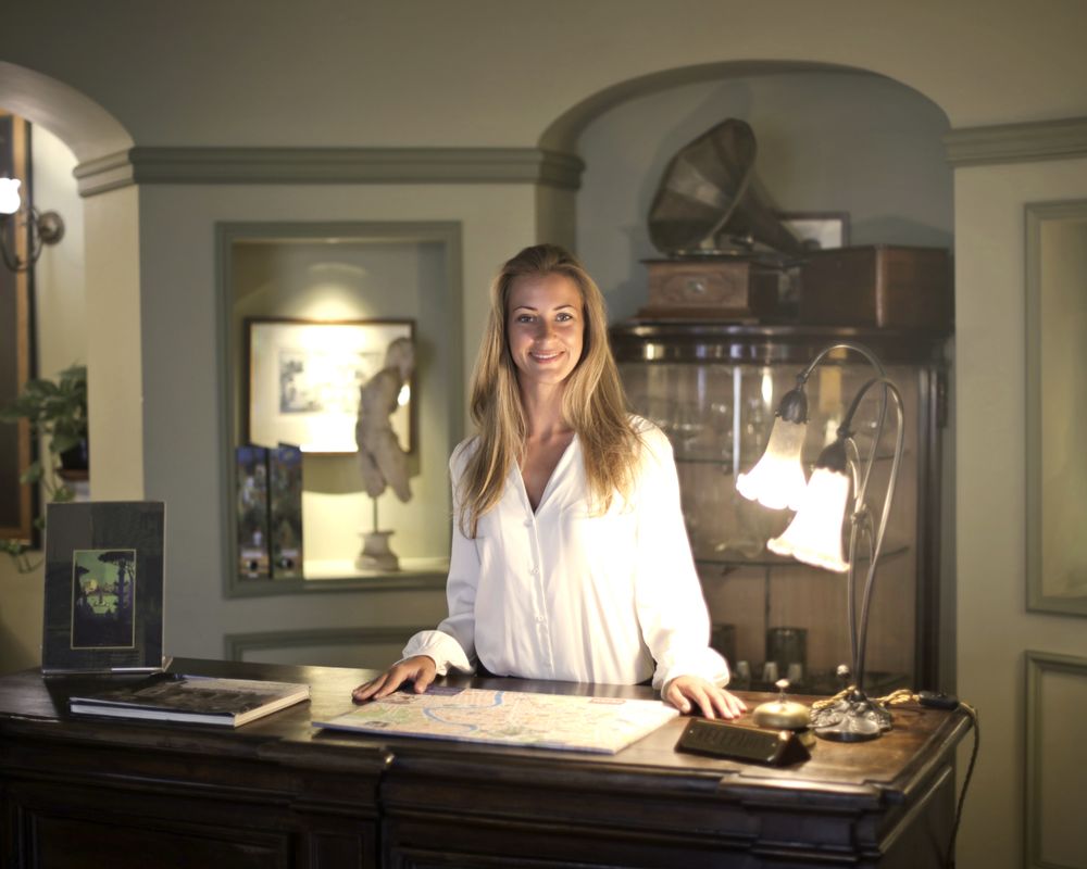 Receptionist at the hotel front desk